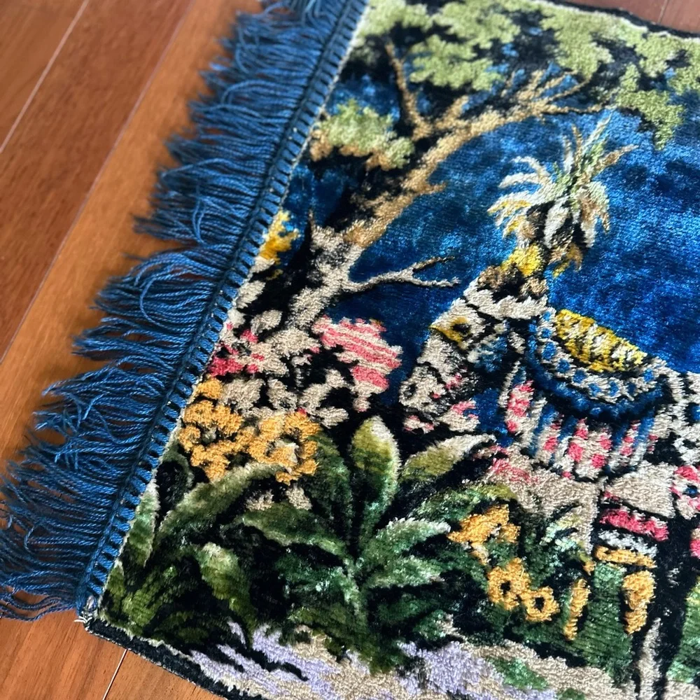 Velvet Wall Tapestry Vintage Sicilian Cart Wall Carpet Rug Colorful Italy